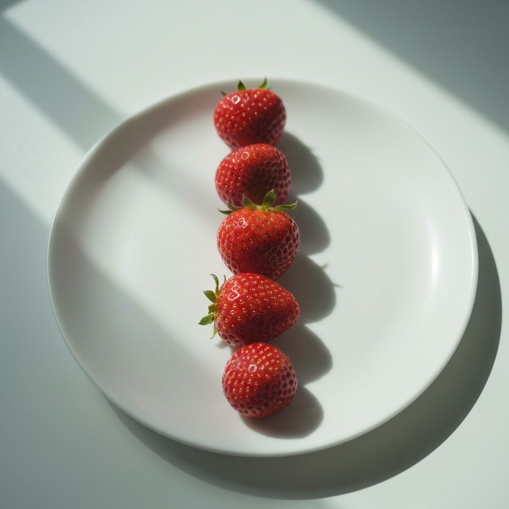 Fresh strawberries on white plate